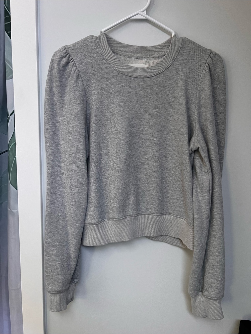 Wilfred Light Grey Puff-Sleeve Crewneck Sweater